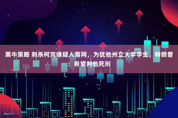 黑牛策略 刺杀柯克嫌疑人落网，为犹他州立大学学生，特朗普：希望判他死刑